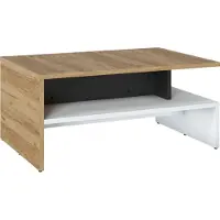 Wójcik Table basse Novena, table de salon, dimensions 100x66x45,5 cm, couleurs : blanc, noir, chêne Catania
