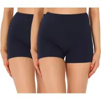 Merry Style Short de cyclisme pour femme , boxer en coton, lot de 2 MS10-359 (bleu marine/bleu marine (lot de 2), taille S)