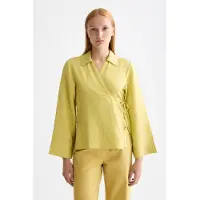 Scotch & Soda Wrap Tie Closure Long Sleeve Shirt Jaune 38 Femme