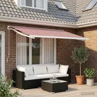 Prolenta Tissu de remplacement pour stores d'extérieur, rouge et blanc, dimensions 450 x 350 cm, en polyester