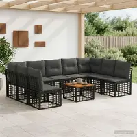 Prolenta Ensemble de salon d'extérieur exclusif - 10 pièces, en polyester, noir et gris foncé