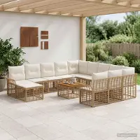 Prolenta Maison Exclusive - Ensemble de canapé de jardin, 13 pièces, en résine tressée imitation rotin, couleurs : naturel et crème