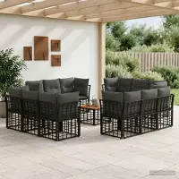 Prolenta Ensemble de mobilier d'extérieur exclusif - 13 pièces, en polyester, noir et gris foncé