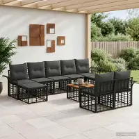 Prolenta Ensemble de salon d'extérieur exclusif - 10 pièces, en polyester, noir et gris foncé