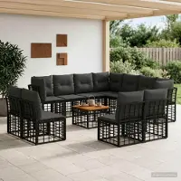 Prolenta Ensemble de mobilier d'extérieur exclusif - 12 pièces, en polyester, noir et gris foncé