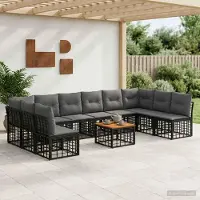 Prolenta Ensemble de mobilier d'extérieur exclusif - 11 pièces, en polyester, noir et gris foncé