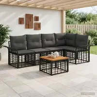 Prolenta Maison Exclusive - Ensemble de salon de jardin, 6 pièces, 5 places, noir et gris foncé