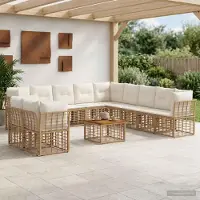 Prolenta Maison Exclusive - Ensemble de canapés d'extérieur pour 12 personnes. Tissu polyester naturel et de couleur crème
