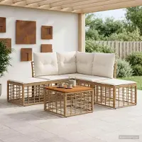 Prolenta Maison Exclusive - Ensemble de salon de jardin, 6 pièces. Polyester naturel et blanc crème