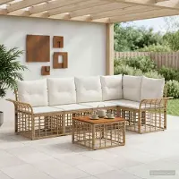 Prolenta Maison Exclusive - Ensemble de salon d'extérieur pour 6 personnes, comprenant 5 assises, dans les tons naturel et crème