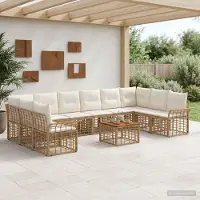 Prolenta Mobilier d'extérieur exclusif - Ensemble de salon de jardin comprenant 11 pièces, pour 10 personnes, dans les tons naturel et crème