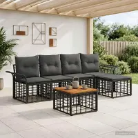 Prolenta Ensemble de salon d'extérieur exclusif - 6 pièces, en polyester, noir et gris foncé