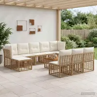 Prolenta Mobilier d'extérieur exclusif - Ensemble de salon de jardin comprenant 11 pièces, pour 10 personnes, dans les tons naturel et crème