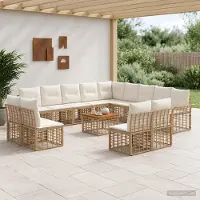Prolenta Mobilier d'extérieur exclusif - Ensemble de canapés pour 14 personnes, 13 places, couleurs nature et crème