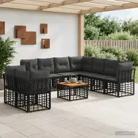 Prolenta Ensemble de salon d'extérieur exclusif - 10 pièces, en polyester, noir et gris foncé