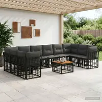 Prolenta Ensemble de mobilier d'extérieur exclusif - 11 pièces, en polyester, noir et gris foncé