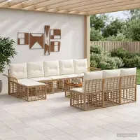 Prolenta Mobilier d'extérieur exclusif - Ensemble de salon de jardin comprenant 11 pièces, pour 10 personnes, dans les tons naturel et crème
