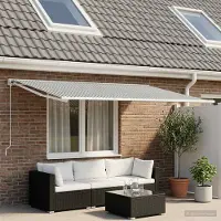 Prolenta Tissu de remplacement pour stores d'extérieur, anthracite et blanc, dimensions 350 x 200 cm, en polyester