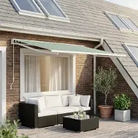 Prolenta Tissu de remplacement pour stores d'extérieur, vert et blanc, dimensions 600 x 300 cm, en polyester