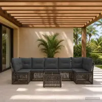 Prolenta Maison Exclusive - Ensemble de canapés de jardin, 8 pièces, gris, en résine tressée