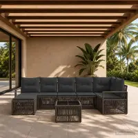Prolenta Maison Exclusive - Ensemble de canapés de jardin, 8 pièces, gris, en résine tressée