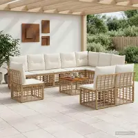 Prolenta Mobilier d'extérieur exclusif - Ensemble de salon de jardin comprenant 11 pièces, pour 10 personnes, dans les tons naturel et crème