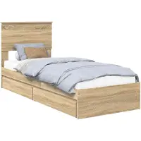 vidaXL Lit de rangement chêne Sonoma 75 x 190 cm Bois composite