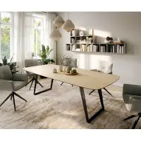 DELIFE Table à manger Edge Boot 260x120 cm Céramique Laminam Sabbia Eichefarbig Métal Schräg Noir
