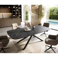 DELIFE Table à manger Edge Boot 240x120 cm Céramique Laminam Nero Greco Anthracite piètement en croix Rectangle Noir