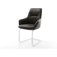 DELIFE Cantilever Zelia-Flex avec accoudoirs microfibre antracite vintage pied cantilever plat blanc ressorts ensachés