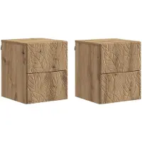 vidaXL Cabinet de chevet mural 2 pcs Chêne artisanal 34,5 x 33 x 40 cm