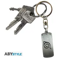 Abystyle Unisexe, Porte-clés, Naruto Shippuden: Konoha Metal Plate, Noir, Gris, Argent