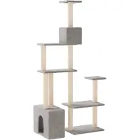 vidaXL Arbre à chat avec poteaux en sisal, gris clair, 177,5 cm