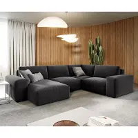 DELIFE Grand canapé d’angle Lanzo 300x210 cm microfibre noir méridienne réversible