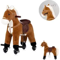 Chipolino Trotteur Animaux sonores Roulettes Jouet d'équitation en peluche Cheval roulant Poignées marron