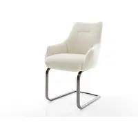 DELIFE Cantilever Alja-Flex avec accoudoirs tissu teddy beige pied cantilever plat grafiete resorts ensachés
