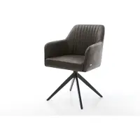 DELIFE Chaise-pivotante Greg-Flex microvelours anthracite vintage pied croisé large noir pivotement sur 360° fonction bascule ressorts ensachés