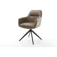 DELIFE Chaise-pivotante Pejo-Flex microvelours taupe vintage pied croisé large noir pivotement sur 360° fonction bascule ressorts ensachés