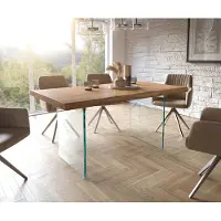 DELIFE Table à manger Edge 160x90 XL acacia nature verre Live-Edge