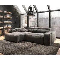 DELIFE Canapé-d'angle Sirpio XL 270x170 cm microfibre marron kaki Recamière variable