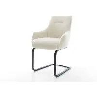 DELIFE Cantilever Alja-Flex avec accoudoirs tissu teddy beige pied cantilever plat noir resorts ensachés