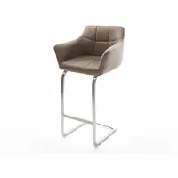 DELIFE Chaise-de-bar Yulo-Flex vintage taupe cantilever plat acier inoxydable