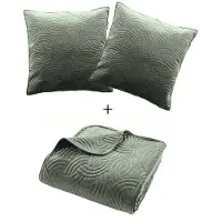 Douceur d'intérieur Ensemble de literie en velours SOLANGE : couvre-lit + 2 taies d'oreiller, Une touche de nature