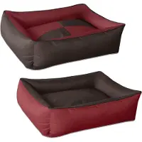 BedDog Lit pour chien 2 en 1, lavable, coussin pour chien avec rebord, canapé pour chien, SULTAN (rouge/marron), (XXXL) env. 145 x 105 x 28 cm