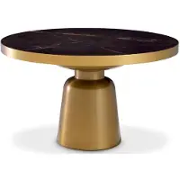 Casa Padrino Table basse de luxe noir / laiton antique Ø 79,5 x H. 47,5 cm - Table basse ronde - Meubles de salon de luxe