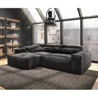 DELIFE Canapé d'angle Sirpio XL 270x170 cm Microfibre Noir Recamiere variable