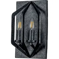 QUOIZEL Applique industrielle nordique Vanguard en acier noir vieilli, 2 lampes, E14