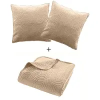 Douceur d'intérieur Ensemble de literie en velours SOLANGE : couvre-lit + 2 taies d'oreiller