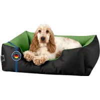 BedDog Lit pour chien LUPI Coussin pour chien lavable,GREEN-FIELD (noir/vert),(S) ca. 55x40x17cm