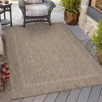 HomebyHome Tapis Intérieur Extérieur Tissage Plat Aspect Sisal avec Bordure Imperméable pour Cuisine Terrasse Salon, Taille: 120x170 cm